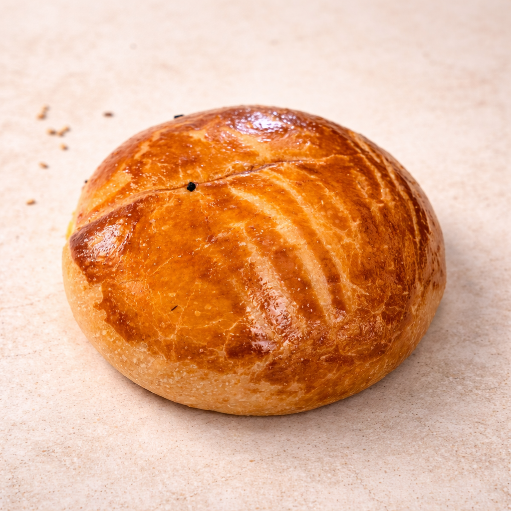 Loaf of pogaca a beige surface